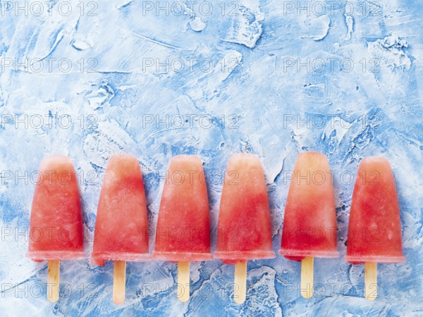 Top view of watermelon popsicles with copy space. Popsicle copyspace