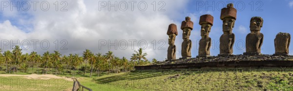 Moai on Anakena Beach on Easter Island Rapa Nui