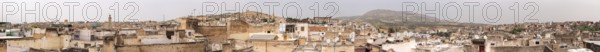 Scenic panoramic view of the medina of Fes, seen from the Marinid tombs, Morocco, Africa