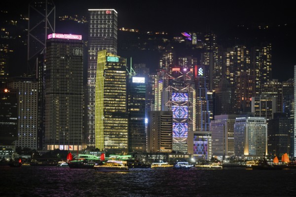 City panorama, night, Hong Kong Island, People's Republic of China