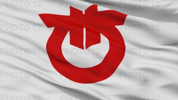 Okegawa City Flag, Country Japan, Saitama Prefecture, Closeup View, 3D Rendering