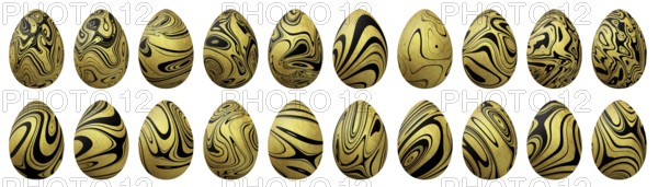Gold Easter Eggs Set, Gold trendy style eggs Set, Clipping path