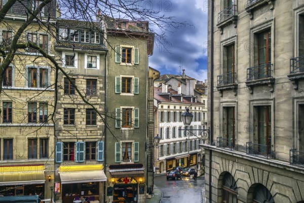 Street in Geneva old town, Switzerland, Europe