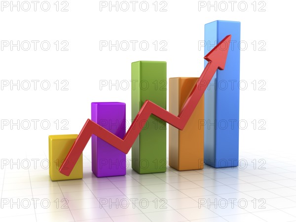 Colorful Business Chart, This is a 3d Rendered Computer Generated Image. Isolated on White