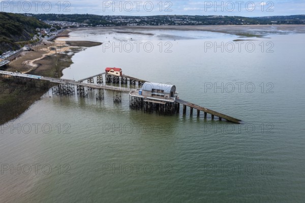 A view of the historic piers on the Mumbles Headland in Swansea Bay