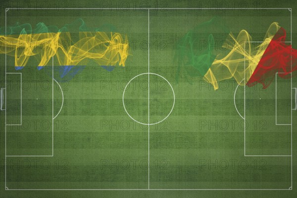 Gabon vs Congo Soccer Match, national colors, national flags, soccer field, football game, Competition concept, Copy space