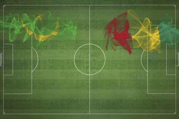 Mauritania vs Guinea Soccer Match, national colors, national flags, soccer field, football game, Competition concept, Copy space