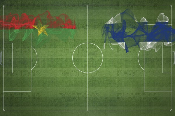 Burkina Faso vs Finland Soccer Match, national colors, national flags, soccer field, football game, Competition concept, Copy space