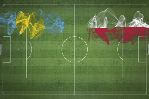 Palau vs Poland Soccer Match, national colors, national flags, soccer field, football game, Competition concept, Copy space