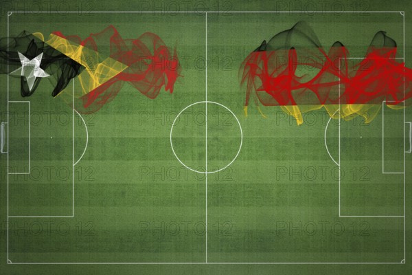 East Timor vs Germany Soccer Match, national colors, national flags, soccer field, football game, Competition concept, Copy space