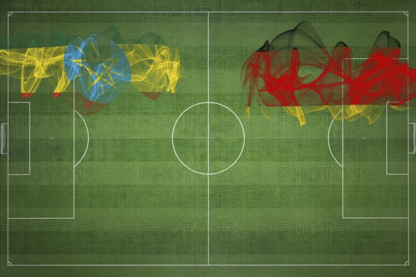 Ethiopia vs Germany Soccer Match, national colors, national flags, soccer field, football game, Competition concept, Copy space