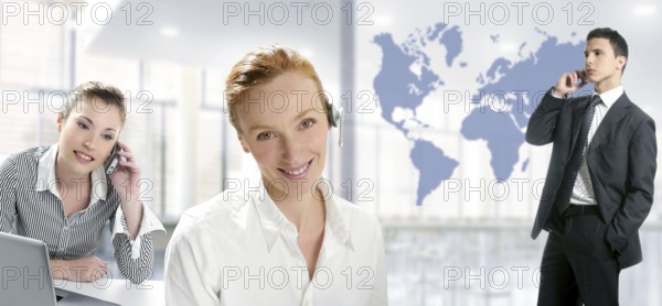 Modern office with beautiful women and handsome businessman