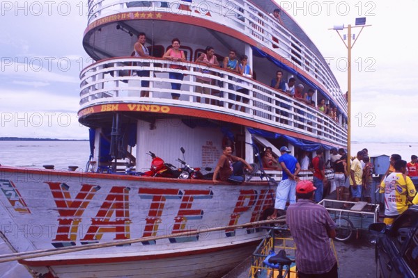 Brazil: A typical passenger ship on the Amazon River near Manaus