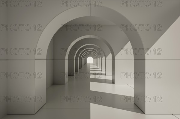 An typical archway centered with light from right 3D illustration