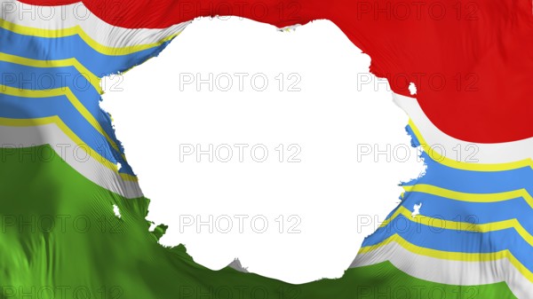 Broken Tiraspol city, capital of the Republic of Moldova flag, white background, 3d rendering