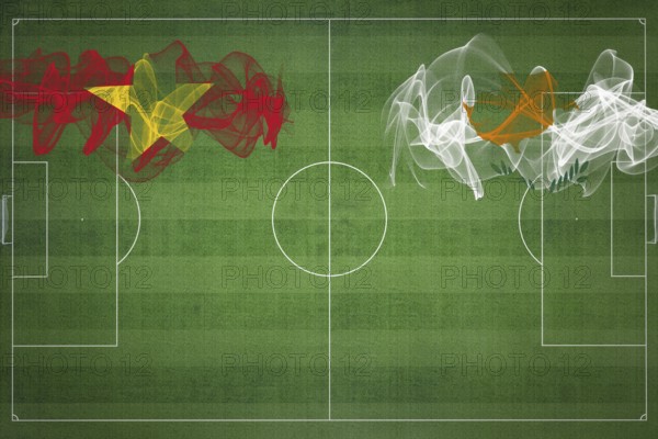 Vietnam vs Cyprus Soccer Match, national colors, national flags, soccer field, football game, Competition concept, Copy space