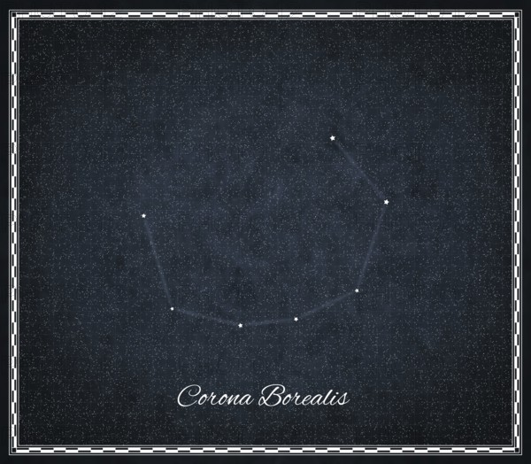 Corona Borealis star constellation, Night sky, Cluster of stars, Deep space, Northern Crown constellation