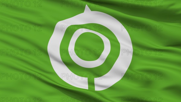 Hyuga City Flag, Country Japan, Hyuga Prefecture, Closeup View