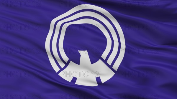 Mitaka City Flag, Country Japan, Tokyo Prefecture, Closeup View, 3D Rendering
