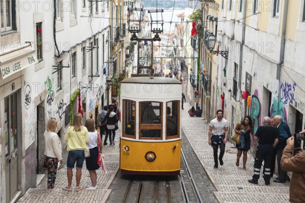 10.06.2018, Lisbon, Portugal, Europe, Tramway Ascensor da Bica also known as Bica Funicular in the historic centre of the Portuguese capital, Europe