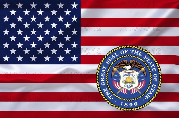 The flag of the USA with the coat of arms of, Studio