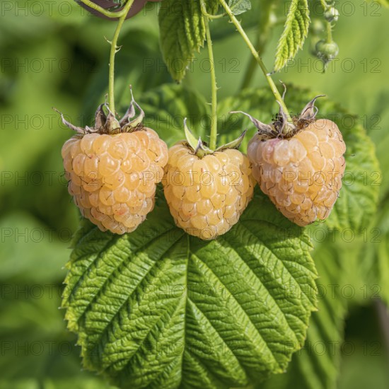 Rubus idaeus 'Gelbe Sugana' TWOTIMER, Anchers Havecenter, Bautzen, Saxony, Germany, Europe
