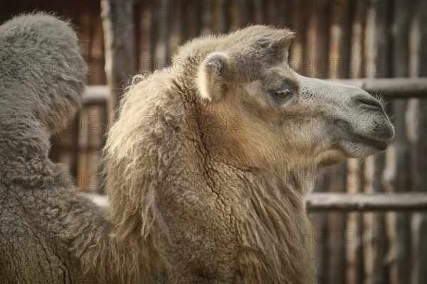 Close up Portrait of Camel over the Wooden Background Varna, Bulgaria, Europe