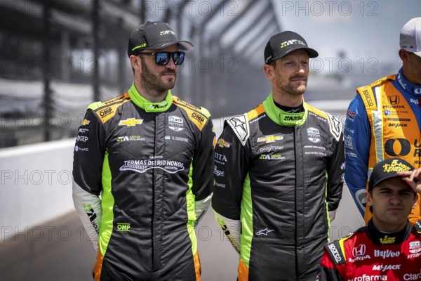 ROMAIN GROSJEAN (77) of Geneva, Switzerland prepares to practice for the Indy 500 at the Indianapolis Motor Speedway in Speedway, IN
