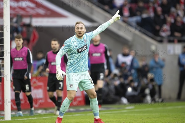 (DFL/DFB REGULATES PROHIBIT ANY USE OF PHOTOGRAPHS AS IMAGE SEQUENCES AND/OR QUASI-VIDEO), RheinEnergieStadion, Cologne, North Rhine-Westphalia, Nicolas Kristof (SV 07 Elversberg, Goalkeeper, #20), 2nd Bundesliga, 1.FC Köln, SV 07 Elversberg on 25.01.2025 at RheinEnergieStadion in Cologne Germany