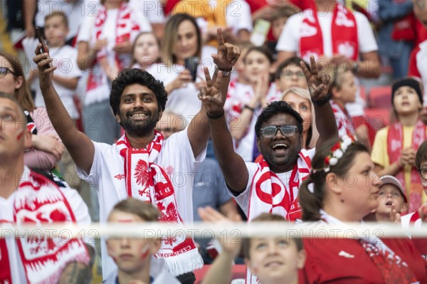 WARSAW, POLAND - JUNE 16, 2023: Friendly football match Poland vs Germany 1:0. Supporters of Poland.