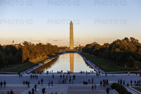 Washington Momnument under conservation work in Washington DC, USA in October 2013, Washington, United States, North America