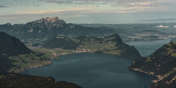 Panoramic view from Fronalpstock on Lake Lucerne in Switzerland