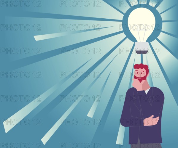 Illustration Of A Man Standing Coming Up With New Amazing Ideas
