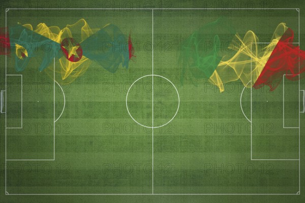 Grenada vs Congo Soccer Match, national colors, national flags, soccer field, football game, Competition concept, Copy space