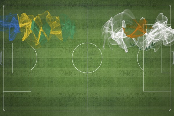 Saint Vincent and the Grenadines vs Cyprus Soccer Match, national colors, national flags, soccer field, football game, Competition concept, Copy space