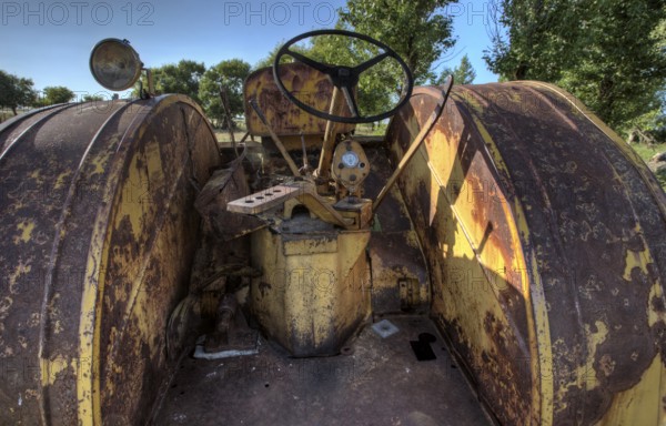 Old Vintage Farm tractor Saskatchewan Canada yellow