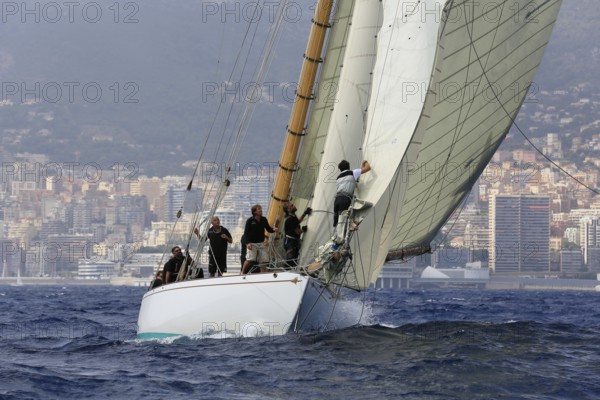 Race Regatta of the last four surviving historic sailing yachts of the 15 metre class during the Monaco Classic Week 2017, Race of the Classic Sailing Yachts, the last four surviving boats of the 15 metre Class 15s during the Monaco Classic Week 2017, La Belle Classe, organised by the Yacht Club Monaco YCM, hier / here: Sailing Yacht / Sailing Yacht Mariska D1