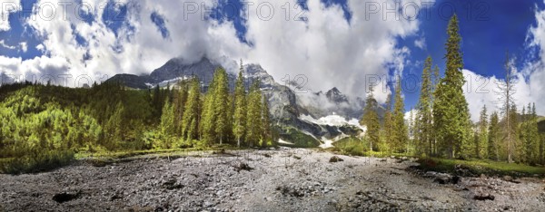 Dried-up river bed of the upper St. John Brook, Karwendel, Austria Dried-up river bed of the upper St. John Brook, Austria, Europe
