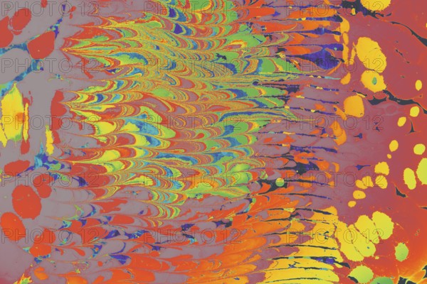 Beautiful abstract art of Ebru marbling painting techniques on water with acrylic paints
