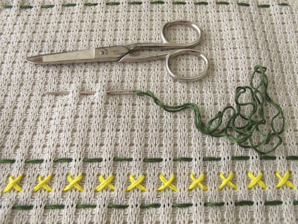 Embroidery pattern on canvas