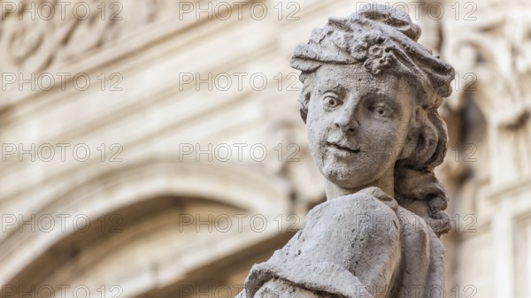 Detail of a statue in a Sicilian baroque church