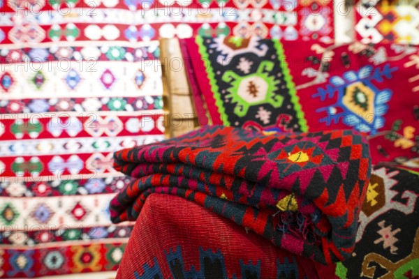 Chiprovtsi Carpets (rugs). Traditional colorful carpets from Chiprovtsi region in Bulgaria. Hand-woven (hand-made) carpets with different elements and colours. Ethnic and folk patterns
