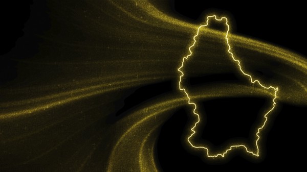 Map of Luxembourg, Gold glitter map on dark background