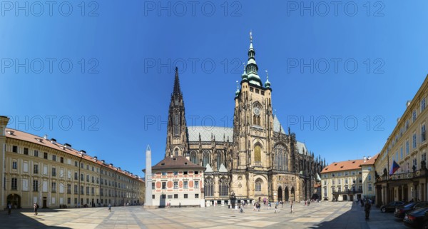 Prague, Czech Republic, 08 01 2020 Panoramic view over the square and facades of the Prague Castle, Europe