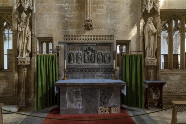 St Davids, United Kingdom, 28 August, 2022: view of one of the historic side chapels inside the St Davids Cathedral in Pembrokeshire, Europe