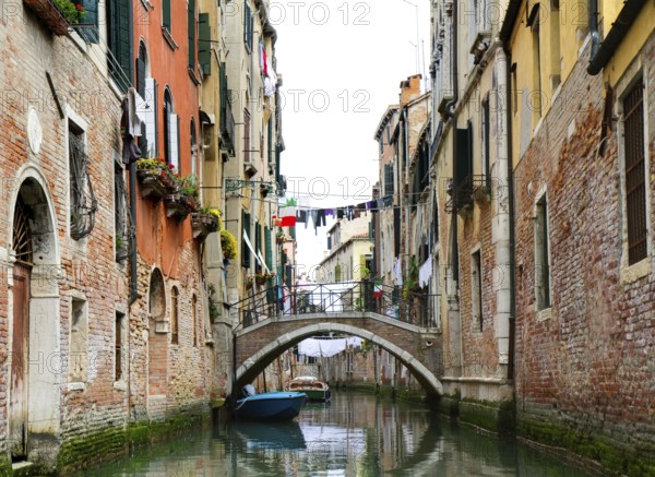 City scene with old palaces and a small bridge, Castello neighbourhood, Venice, Italy Venice, Italy, Europe