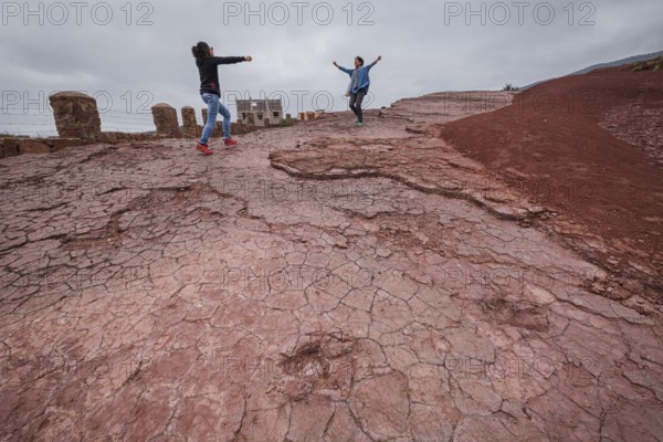 Dinosaur footprints, middle to upper jurassic, geo park Iouaridene, Beni Mellal-Khenifra, Atlas mountain range, morocco