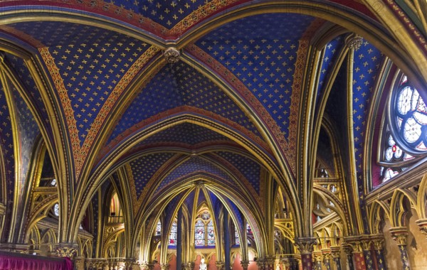 Paris, France, August 31, 2018: Sainte-Chapelle, the interior of the Lower Chapel. Paris, France, Europe