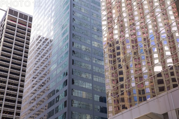 Houston Texas urban city with modern mirror skyscapers crop detail