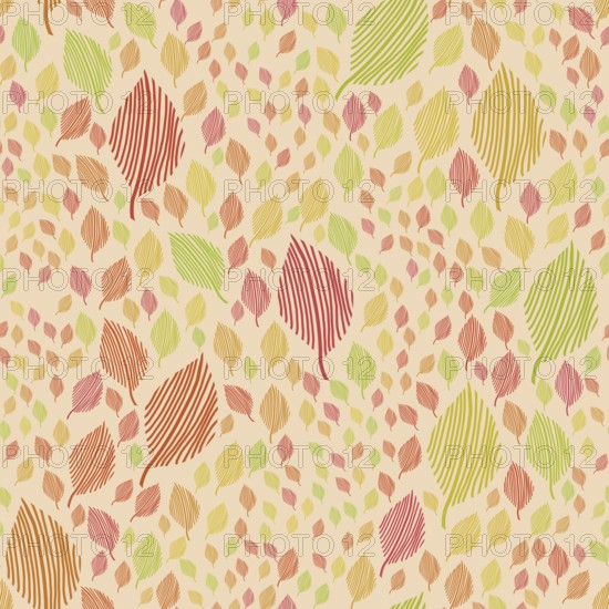 Modern seamless flowing leaf pattern in vintage Scandinavian style colors
